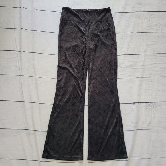 BP. Size M Crushed Velvet Flare Lounge Pull On Pants Black Whimsigoth City - Picture 1 of 7